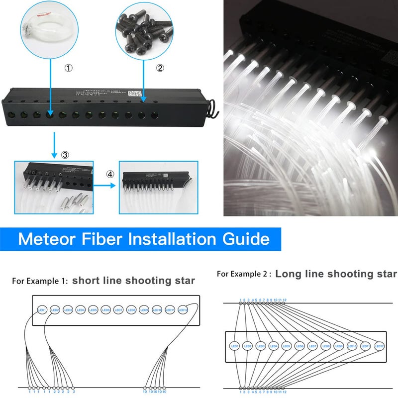 AZIMOM Bluetooth/App Control 16W Twinkle Fiber Optic Light Star Ceiling Lighting Kits with Shooting Star Effect Meteor Remote Music Mode RGBW 550pcs Fiber Strands for Home Car Interior Decoration - Image 4